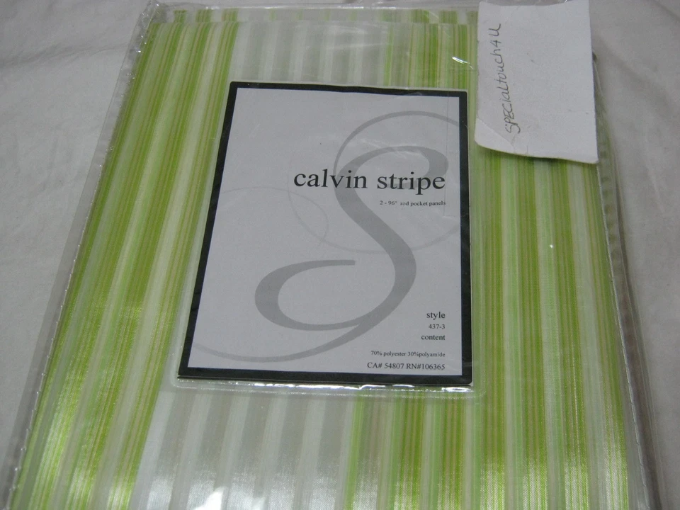 Panel de bolsillo Softline Home Fashions Calvin Stripe Rod 2 (55x96) verde claro blanco Foto 3 de 4