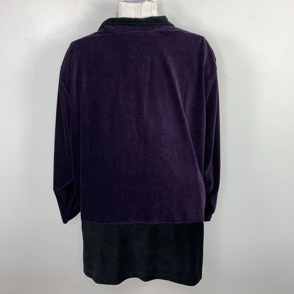 Top Jennifer Moore Mujer Talla 3X Púrpura Pana Manga Larga 1/4 Cremallera DE COLECCIÓN Foto 2 de 4