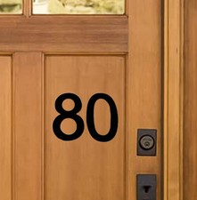 Stick-On House Numbers - No 80 - Satin Black - 10cm - Door, Fence, Gate