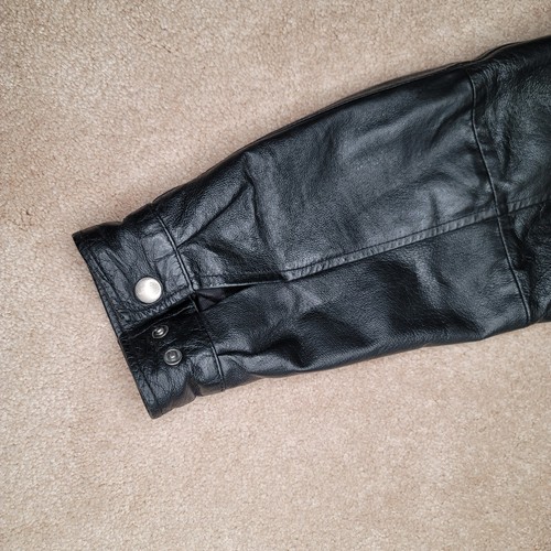 St Johns Bay Mens Jacket Size L Black Real Leather Motorcycle Inside Pocket Zip - Picture 16 of 16