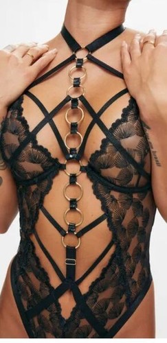 ann summers Lotus Black Crotchless Body XS 4 6 - Picture 3 of 4