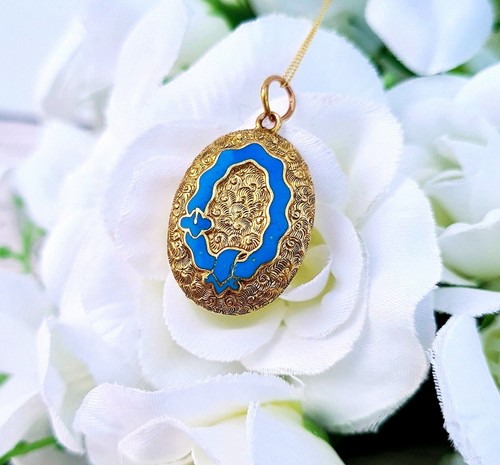 Antique Victorian 18ct Yellow Gold Blue 