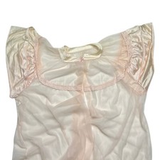 Vintage JC Penney Sissy Lingerie Housecoat Pink Lace Sheer Long Sweep Size L