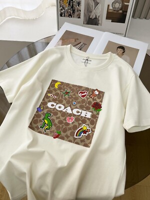 【関税&送料込み】ChloAC T-Shirts & Tank Tops NWT COACH Women's Signature beige T-shirt COTTON | eBay
