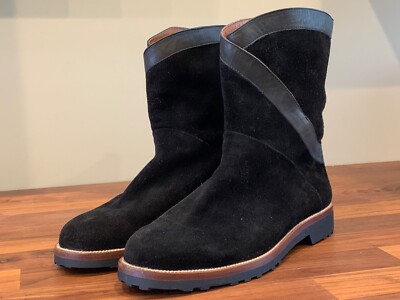 GIANNI VERSACE Vintage 80s Mens Suede Leather Black Boots SIZE 8
