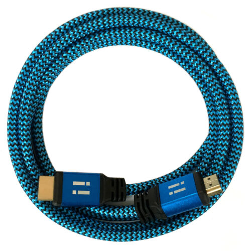 i!® 3m Nylon  HDMI 2.0 Kabel 3D/4K/FullHD/2160p/1080p blau - Photo 1/2
