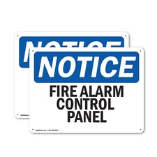  2 Pack Fire Alarm Control Panel OSHA Notice Sign Decal Metal Plastic