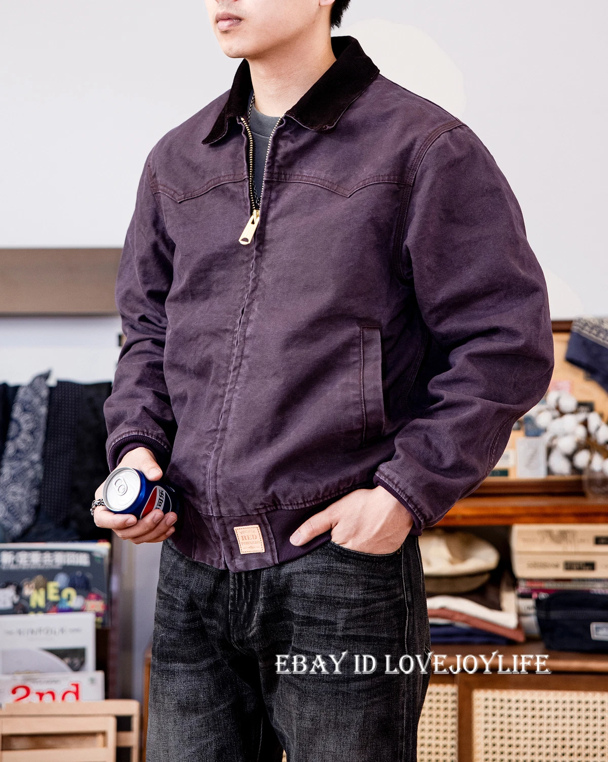 ジャケット・アウター pitohui black cotton silk flannel Red Tornado Washed Santa Fe Duck Jacket Fall Men Vintage Coat