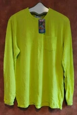 NWT Jungmaven Baja Long Sleeve Pocket Tee T-shirt Shirt Limelight L Hemp Cotton