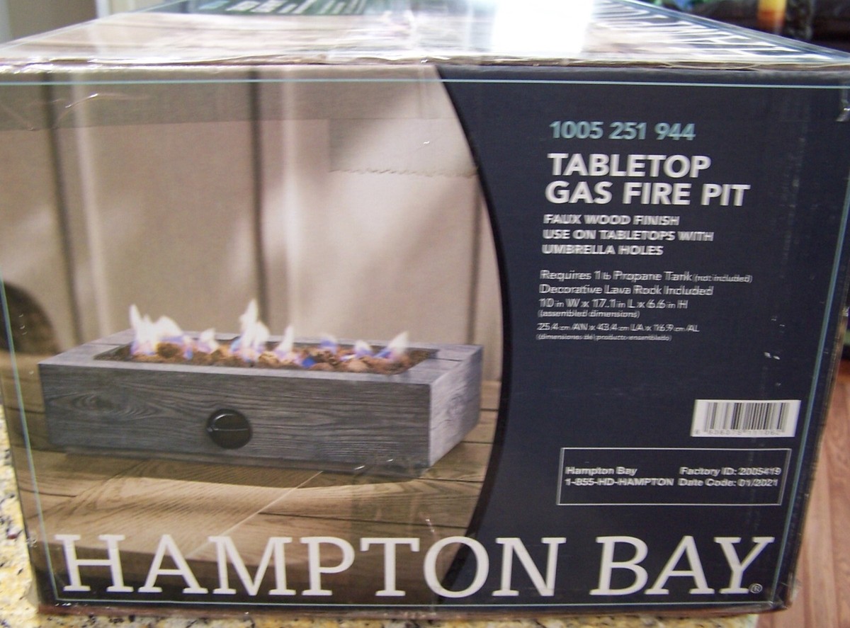 Hampton Bay Tabletop Gas Fire Pit 10,000 BTU #1005 251 944 With Lava Rocks