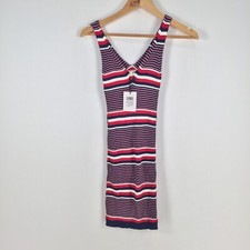 NEW Nicopoly womens bodycon knit dress size S multicolour striped Vneck 041020