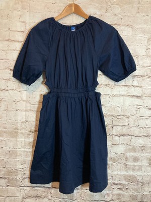 navy blue peasant dress Nesanet Peasant Dress - Zafi Navy, With Palm Print - Size S - Made in Africa