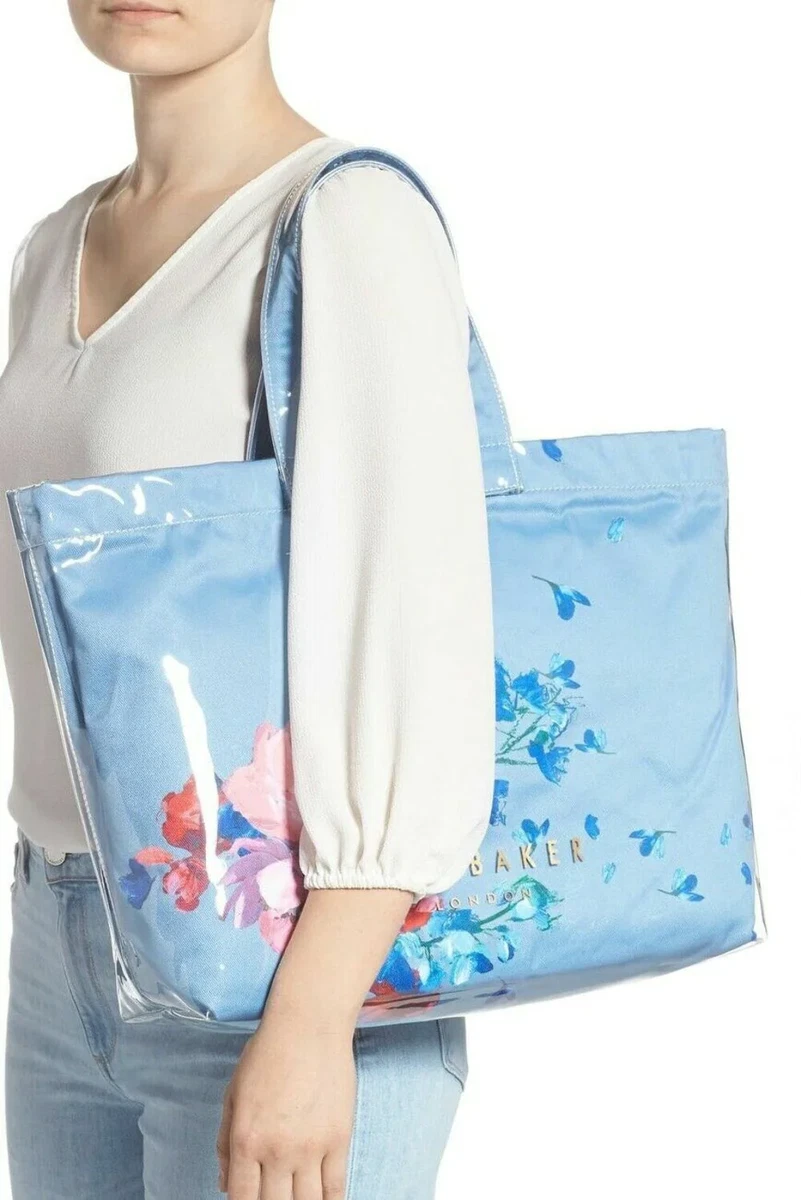 Ted Baker Tote Womens Extra Large Blue Floral Shoulder Bag Raspberry Ripple