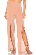 NWT - ELLEJAY Women's 'ALANA' Tan w/White Stipe FRONT SLIT Swim COVERUP Size: XS