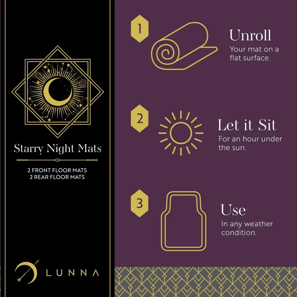 Автомобильный напольный коврик LUNNA FM-461O Starry Night 4 штуки, автомобиль - Изображение 3 из 4