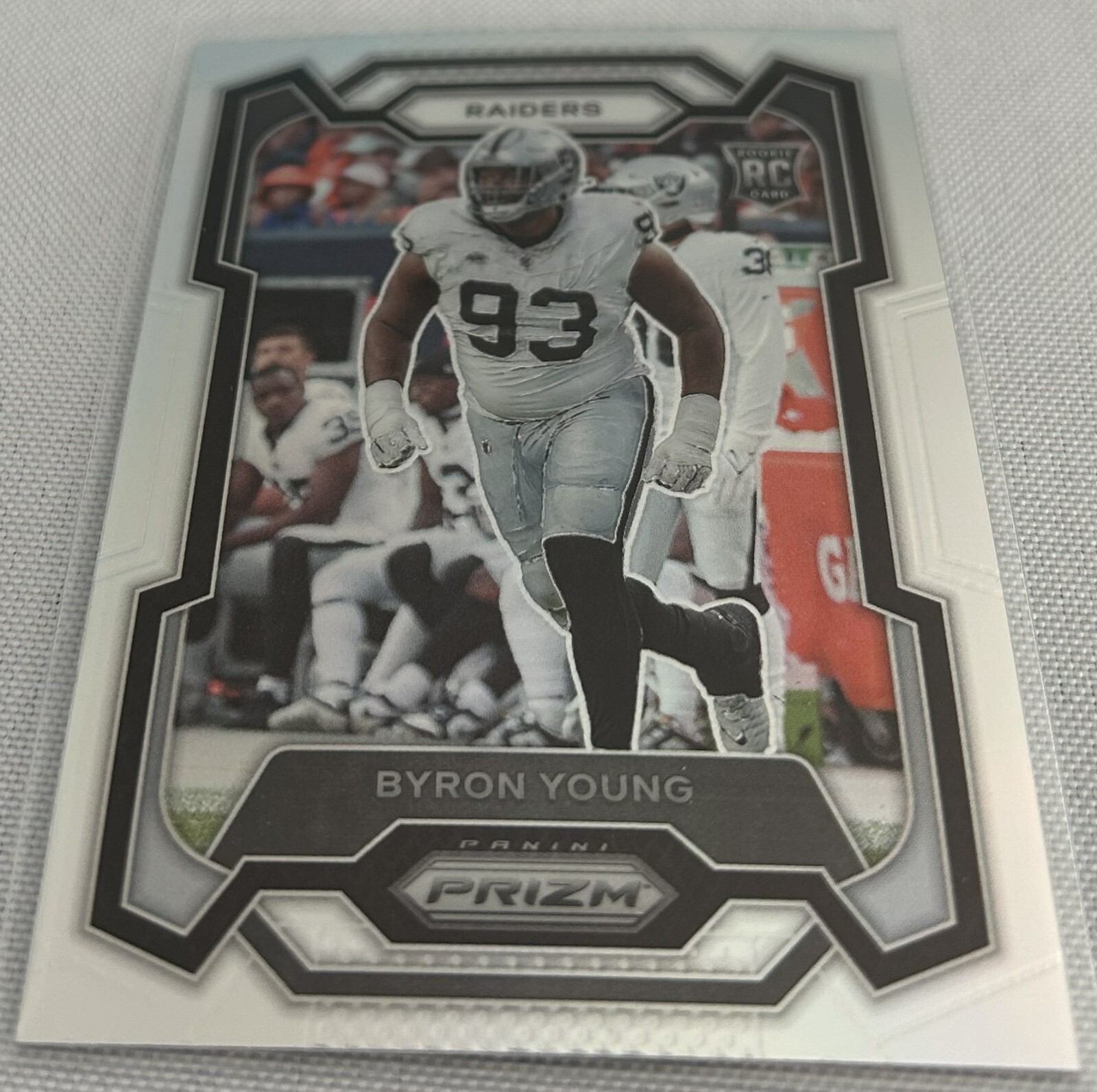 2023 Prizm Football Byron Young Las Vegas Raiders Silver Prizm Rookie #355