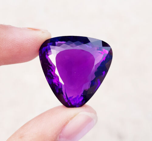 64 CT Purple Amethyst Tirllion Shape Loose Gemstone - Picture 1 of 6