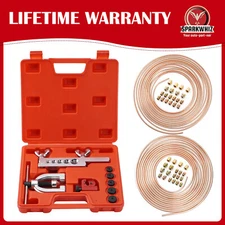 Brake Line Repair Kit 3/16 + 1/4 25FT Copper Pipe Flaring Tool 40 Fittings Nuts