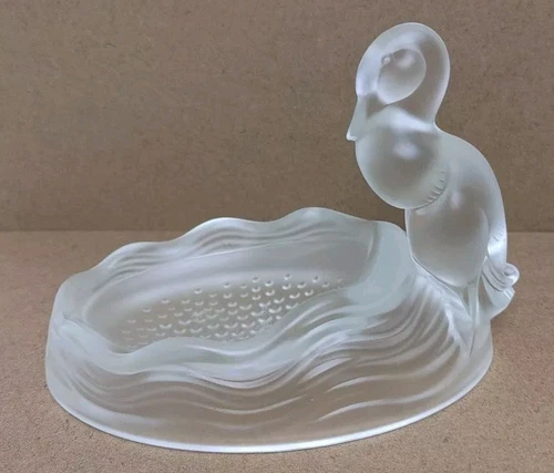 Verlys HEISEY Fenton Duck Soap Trinket Jewelry Dish Satin Art Glass