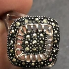 Sterling Silver 925 Lot Ring F37 Sz 9 Marcasite Square Glamour Fashion Vintage