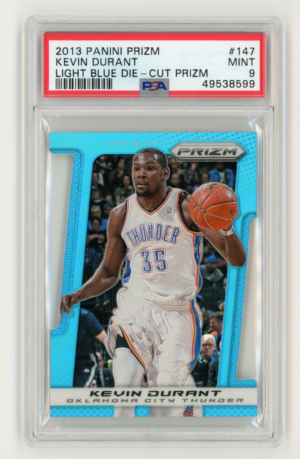 2013-14 Prizm Kevin Durant #147 Light Blue Die-Cut Prizm /199 PSA 9 MINT