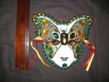 Handcrafted Mardi Gras Mask Butterfly Green BC S -007 Wall Hanging