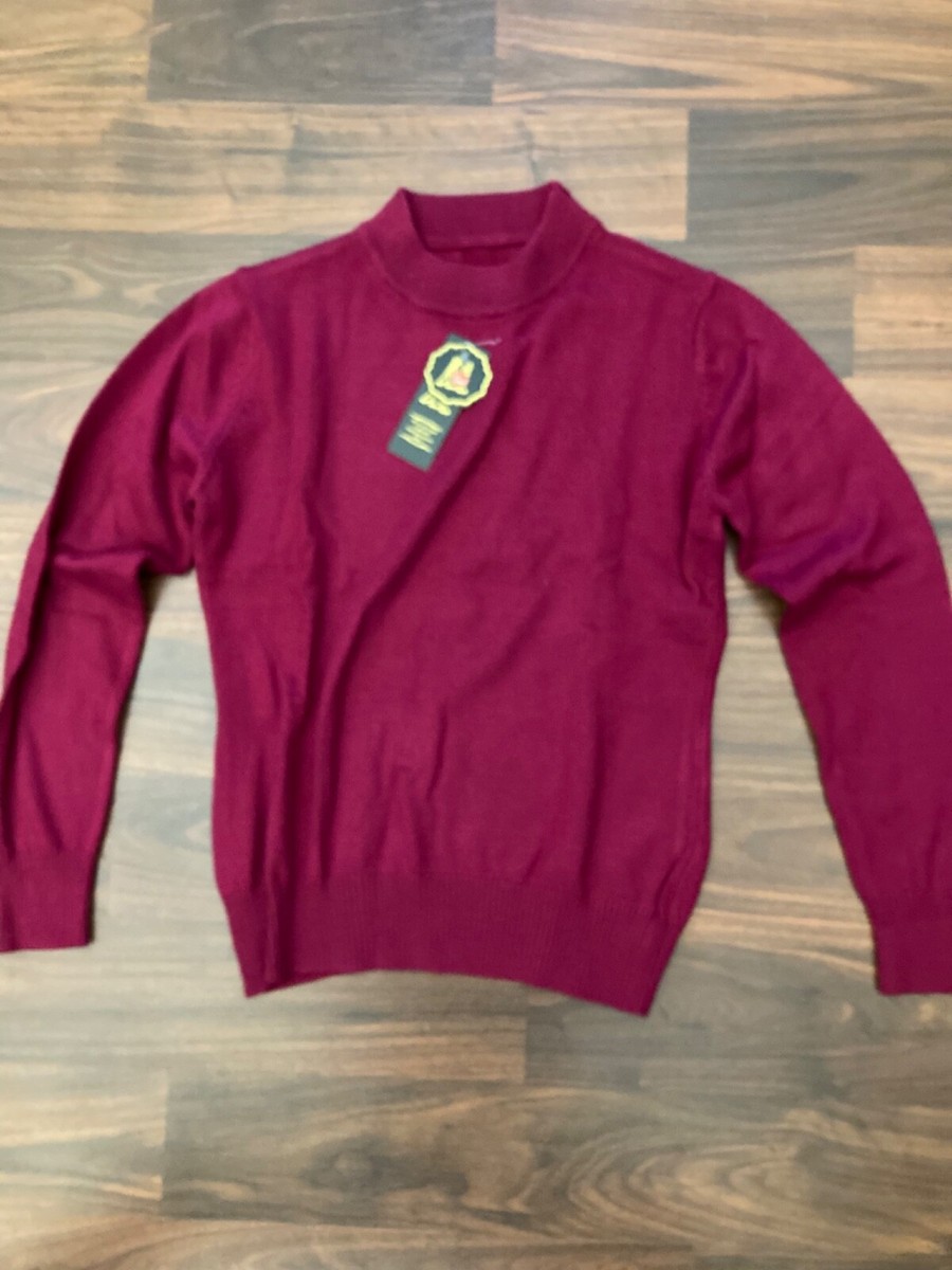 Women's Burgundy Slim-Fit Fine Gauge Mock Neck Pullover Sweater - Main Image
