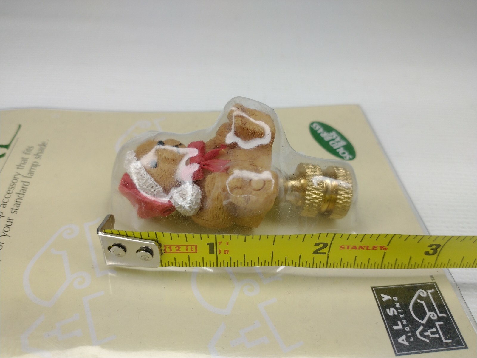 Alsy Lighting Lamp Finial Solid Brass Base Teddy Bear Santa