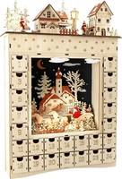 Adventskalender Holz 24 Schubladen Ca.34X7,5X52 Cm Zum BefüLlen Mit Beleuchtung