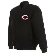 MLB Cincinnati Reds JH Design Wool Reversible Jacket 2 Front Patches Logo 