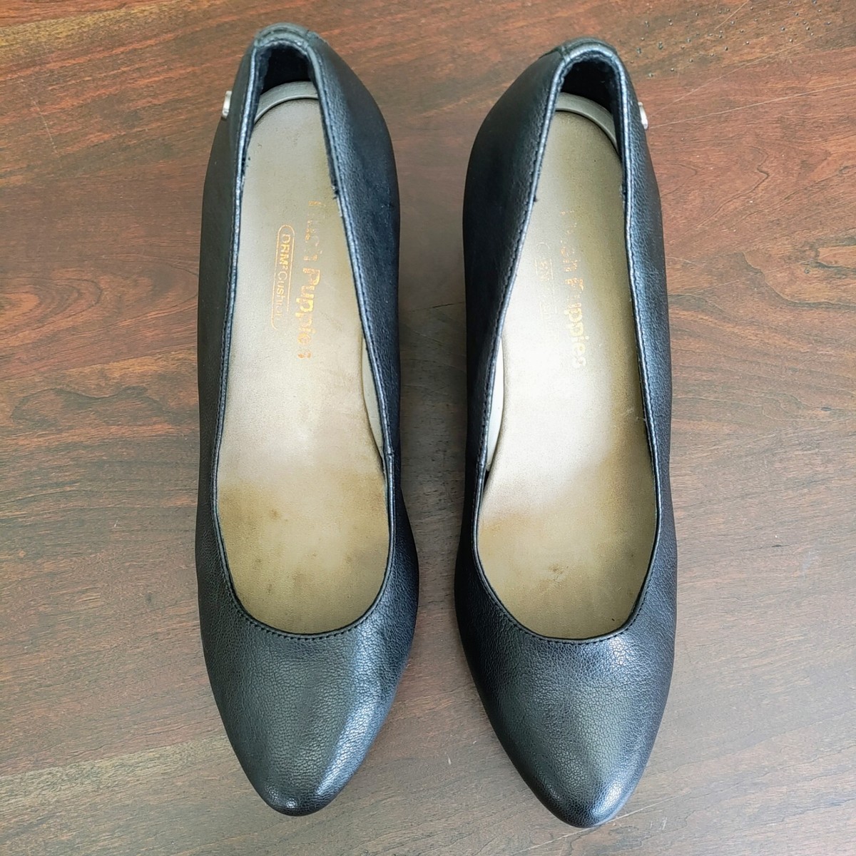 Hush Puppies US Minam Meaghan Women's Black Leather Pumps Heels Timeless