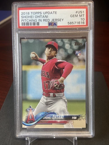 Shohei Ohtani 2018 Topps Update | Pitching in Red Jersey #US1 RC Rookie | PSA 10