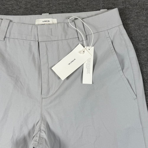 Vince Pants Womens 2 Light Gray Straight Leg Cropped Mid Rise Cotton NWT - Picture 3 of 13