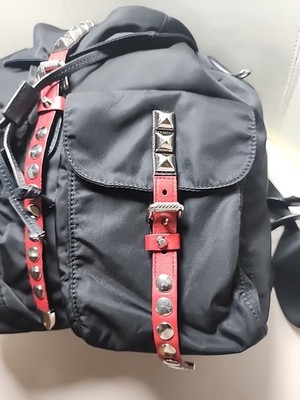 Vintage Prada Nylon Black Studded RARE FIND Backpack. Rank B