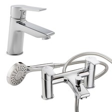 Tempest Basin & Bath Shower Mixer Tap Set Chrome Brass Bundle