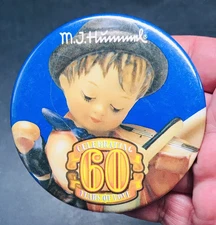 VTG 1998 MJ Hummel Celebrating 60 Years of Love Goebel Figurines Round Pin 3"