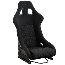 Racing Seat Fixed Back Bucket Seat Fabricsteel Universal Black Non-reclinable