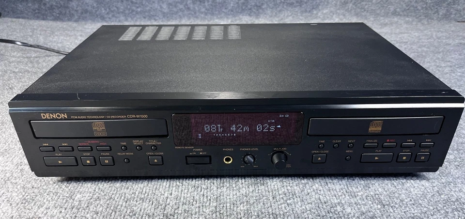Denon CDR-W1500 Dual Deck CD Recorder PCM Audio W/ Remote-Manual-New Belts-WORKS - Image 2 of 4