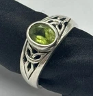 Vintage Sterling Silver Celtic Peridot Ring Estate Size 5 Oval Hallmark M