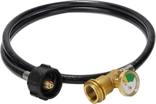 5 Feet Propane Tank Extension Hose with Gauge,Converts POL LP Tank to QCC1 for G