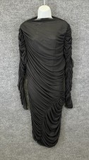 PrettyLittleThing Long Sleeve Ruched Mesh Bodycon Cocktail Dress Black Size 18
