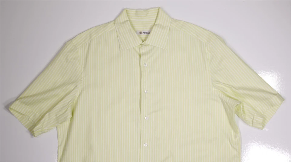 Camisa abotonada manga corta blanca verde lima Domenico Vacca (44) 17,5- Foto 2 de 4
