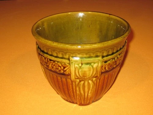 Brush McCoy Pottery Blended Glaze Jardiniere- Tulip/Rose Pattern- #257