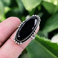 Black Onyx Ring 925 Sterling Silver Ring Handmade Gemstone Ring Women's Ring