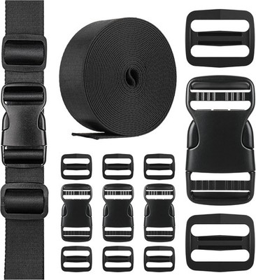 Steckschnalle Gurtband Set 20-40mm Kunststoffschnallen mit Tri-Glide Slides Clip
