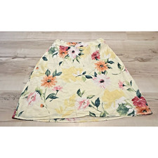 Talbots Women 10 Skirt 100 Silk A-Line Spring Floral Yellow Vintage