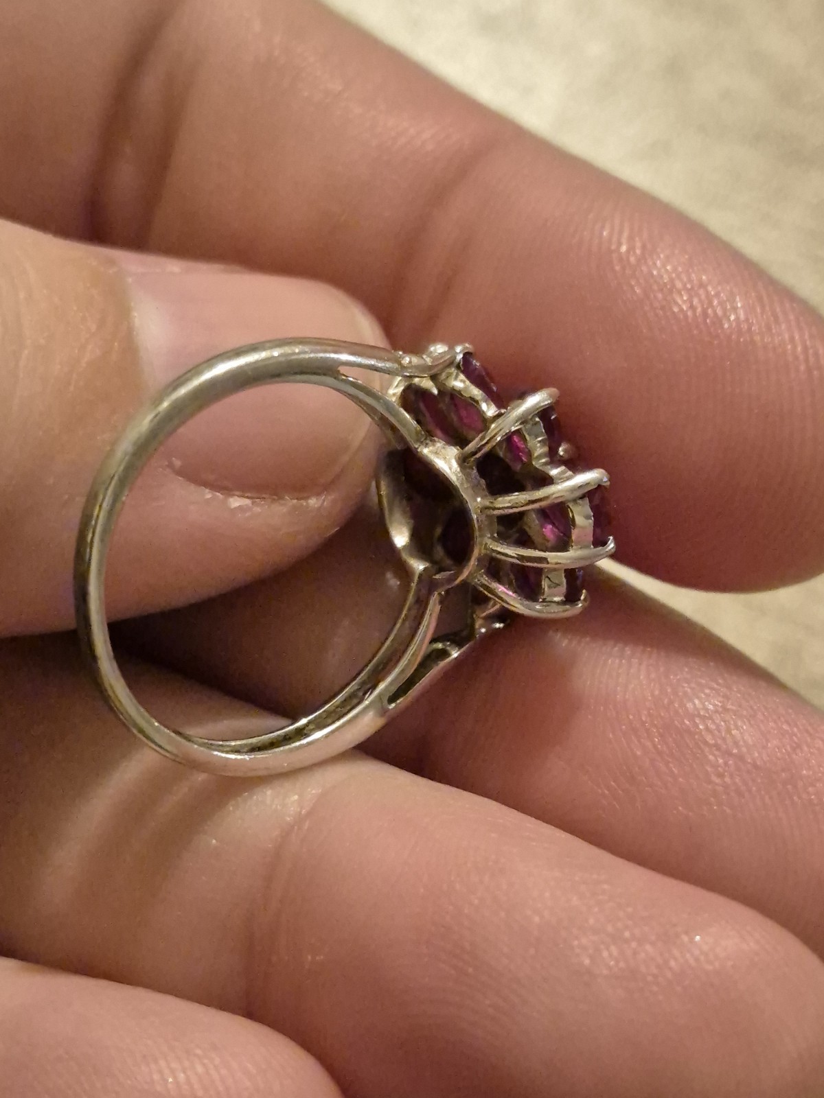 Solid 925 Sterling Silver Natural Ruby Cluster Fl… - image 10