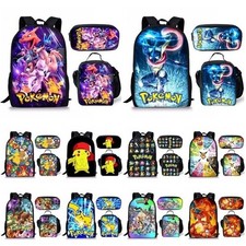 3D* Pikachu Backpack Rucksack School Bag Bookbag Lunch Bag Pencil Case Gifts UK