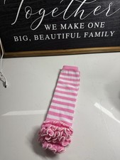 Girls Stripped Ruffle Leg Warmers with Pink Ruffles, Baby Toddler,