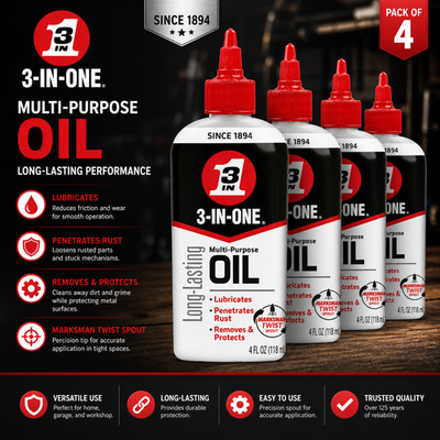 3-IN-ONE Multi-Purpose Oil with Marksman Spout, 4 fl. oz PACK OF 4